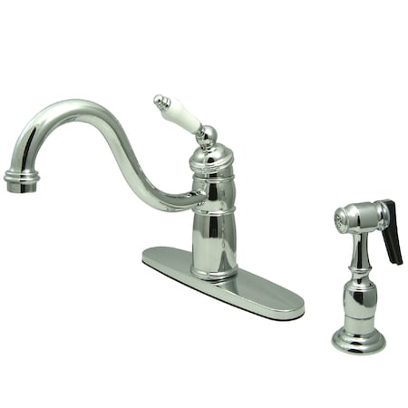 Mono Block Kitchen Faucet W/ Brass Sprayer, Chrome